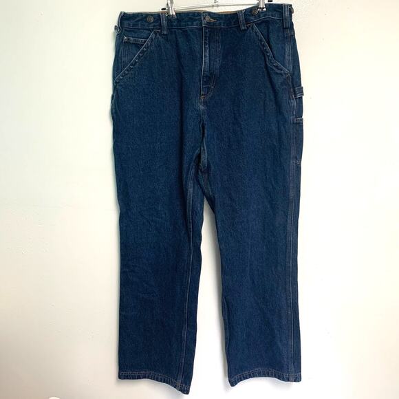 Duluth Trading Co. Men's Dark Wash Straight Leg Cotton Jeans Size 38x32 - Picture 1 of 5